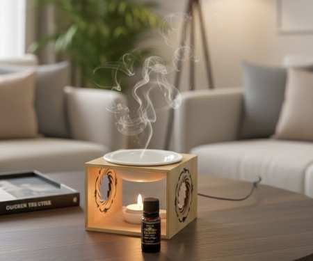 مبخرة بيت الشمع بامبوك مع بورسيلان ابيض