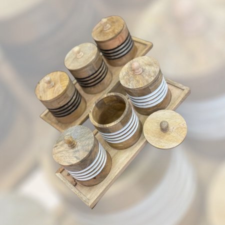 طقم سكريات خشب مانقو مع صينية