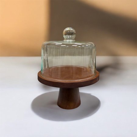 مضيفة خشب مع غطاء زجاج