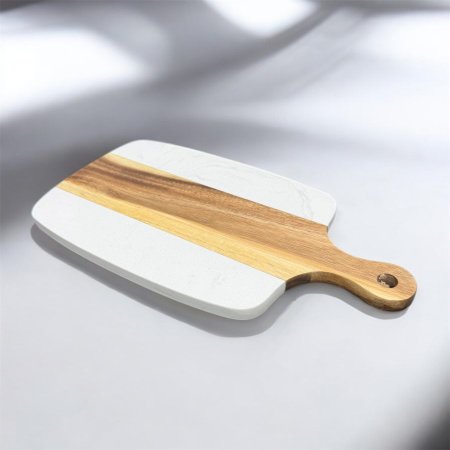 قاعدة شايش مع خشب الأكاسيا مستطيلة