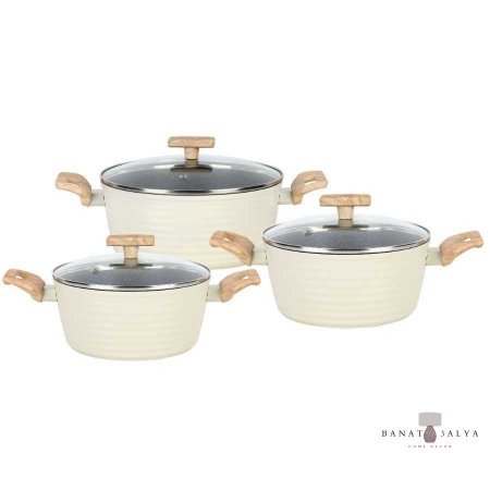 طقم طناجر 6 قطع AYLA (3 طناجر)