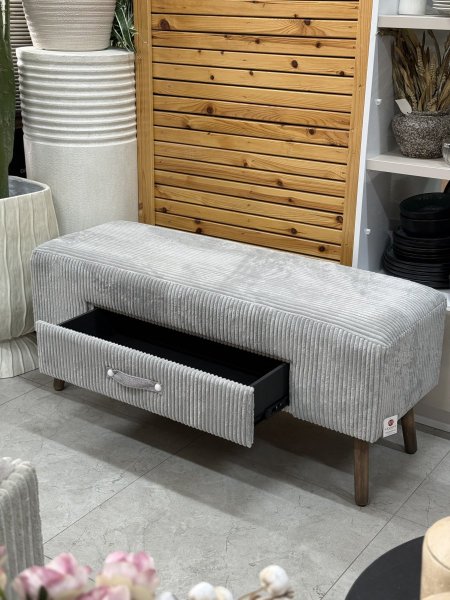 مقعد مخمل مع اضافة جارور للتخزين ، 120cm