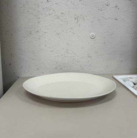 صحن حجر مسطح حجم كبير بيج