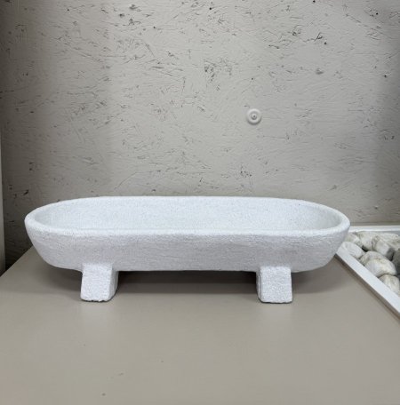 جاط حجر ابيض بيضوي مع 4 ارجل حجم كبير