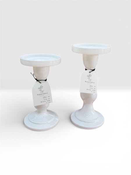 سيت شمعدنات ابيض