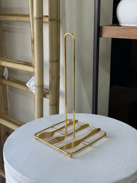 ستاند لورق المطبخ معدن ذهبي