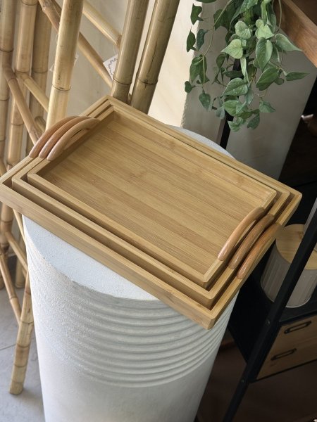 سيت صواني خشب بامبوك 3 احجام