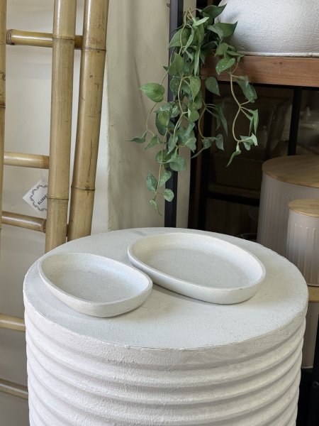 صحون تقديم بيضوي حجر ابيض