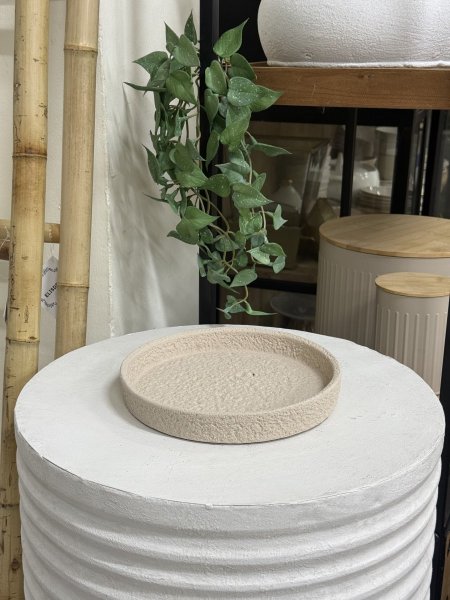 صينية ديكور دائرية منقشة حجر بيج 20cm